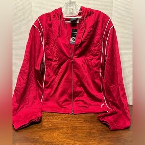 Athletic Works Ladies Size L 12/14 Flash Red Polytricot Hooded Jacket